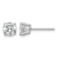 Sterling Silver Rhodium-plated Polished Round 6mm CZ Stud Earrings