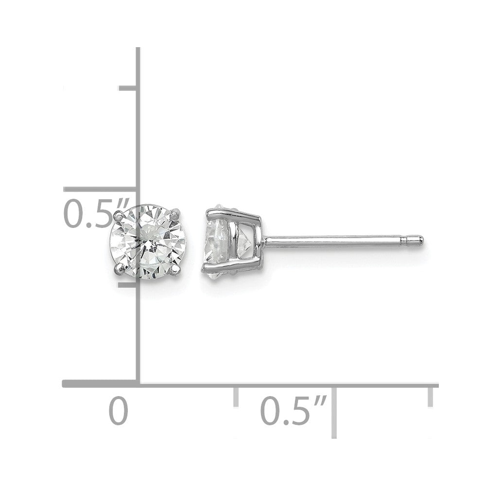 Sterling Silver Rhodium-plated Polished Round 5mm CZ Stud Earrings