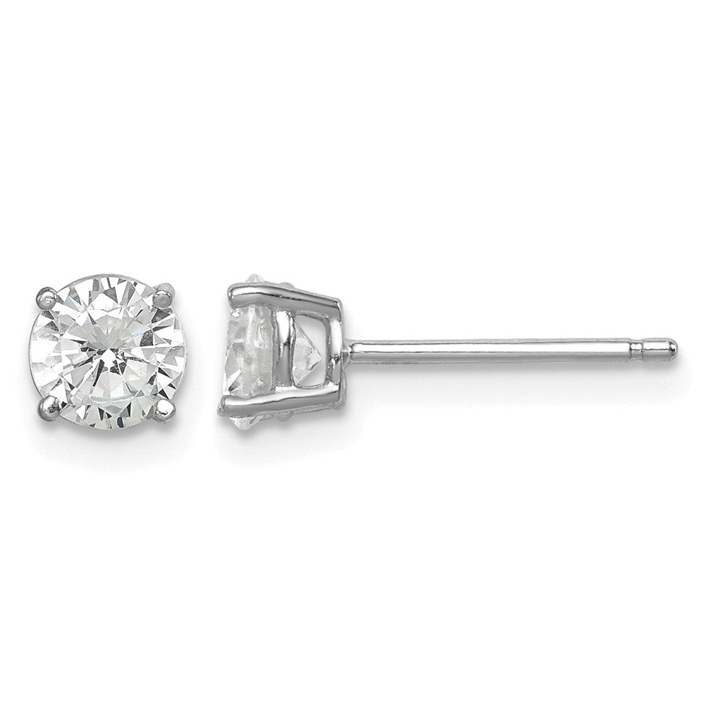 Sterling Silver Rhodium-plated Polished Round 5mm CZ Stud Earrings