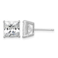 Sterling Silver Rhodium-plated Polished Square 8mm CZ Stud Earrings