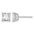 Sterling Silver Rhodium-plated Polished Square 6mm CZ Stud Earrings