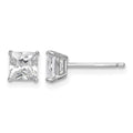 Sterling Silver Rhodium-plated Polished Square 5mm CZ Stud Earrings