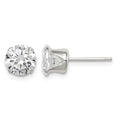 Sterling Silver Polished Round 7mm CZ Snap Set Stud Earrings