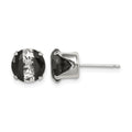 Sterling Silver Black & White 8mm Round CZ Snap-in Set Stud Earrings