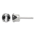 Sterling Silver Black & White 6mm Round CZ Snap-in Set Stud Earrings