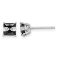 Sterling Silver RH-plated Black & White Square 5mm CZ Stud Earrings
