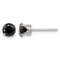 Sterling Silver Polished Black 5mm Round CZ Snap-in Set Stud Earrings