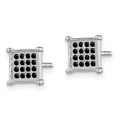 Sterling Silver Rhodium-plated Black Pavé CZ Square Post Earrings