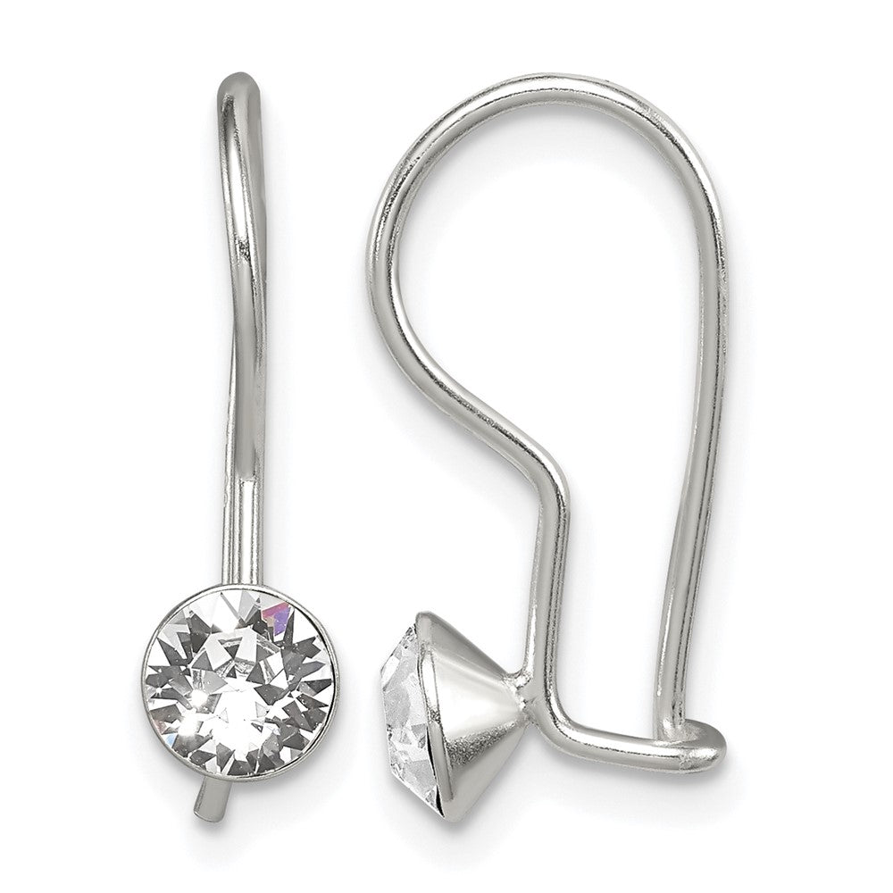 Sterling Silver Polished Stellux Crystal Dangle Earrings