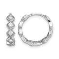 Sterling Silver Rhodium-plated CZ Hinged Hoop Earrings