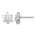Sterling Silver CZ Flower Post Earrings