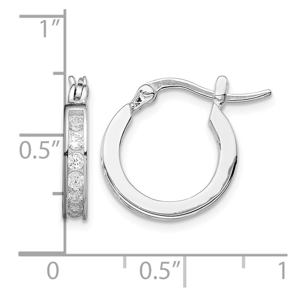 Sterling Silver Rhodium-plated CZ Hoop Earrings