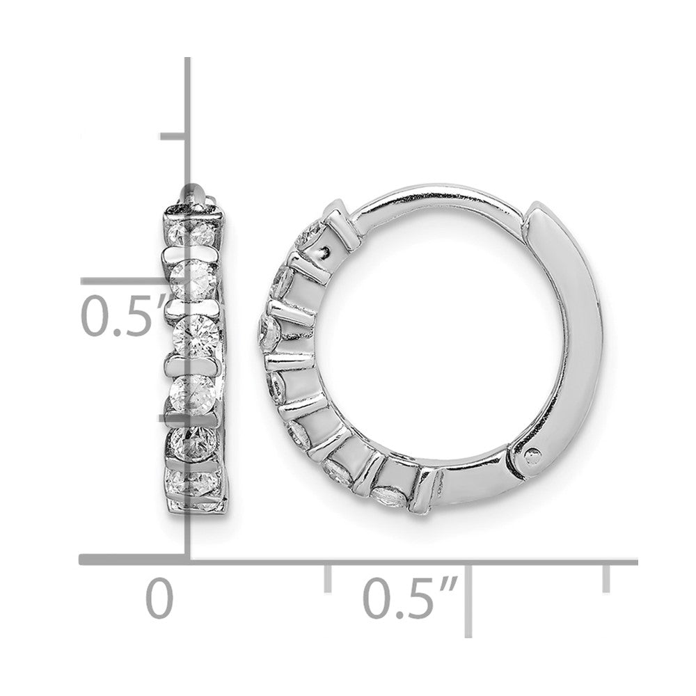Sterling Silver Rhodium-plated CZ Hinged Earrings