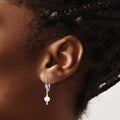 Sterling Silver Rhodium-plated 6-7mm White FWC Pearl Leverback Earrings