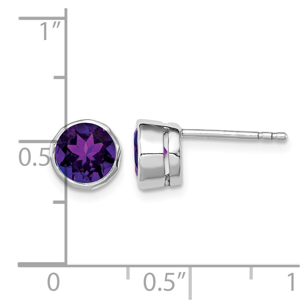 Sterling Silver Rhodium-plated Amethyst Post Earrings