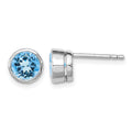 Sterling Silver Rhodium-plated Blue Topaz Circle Stud Earrings
