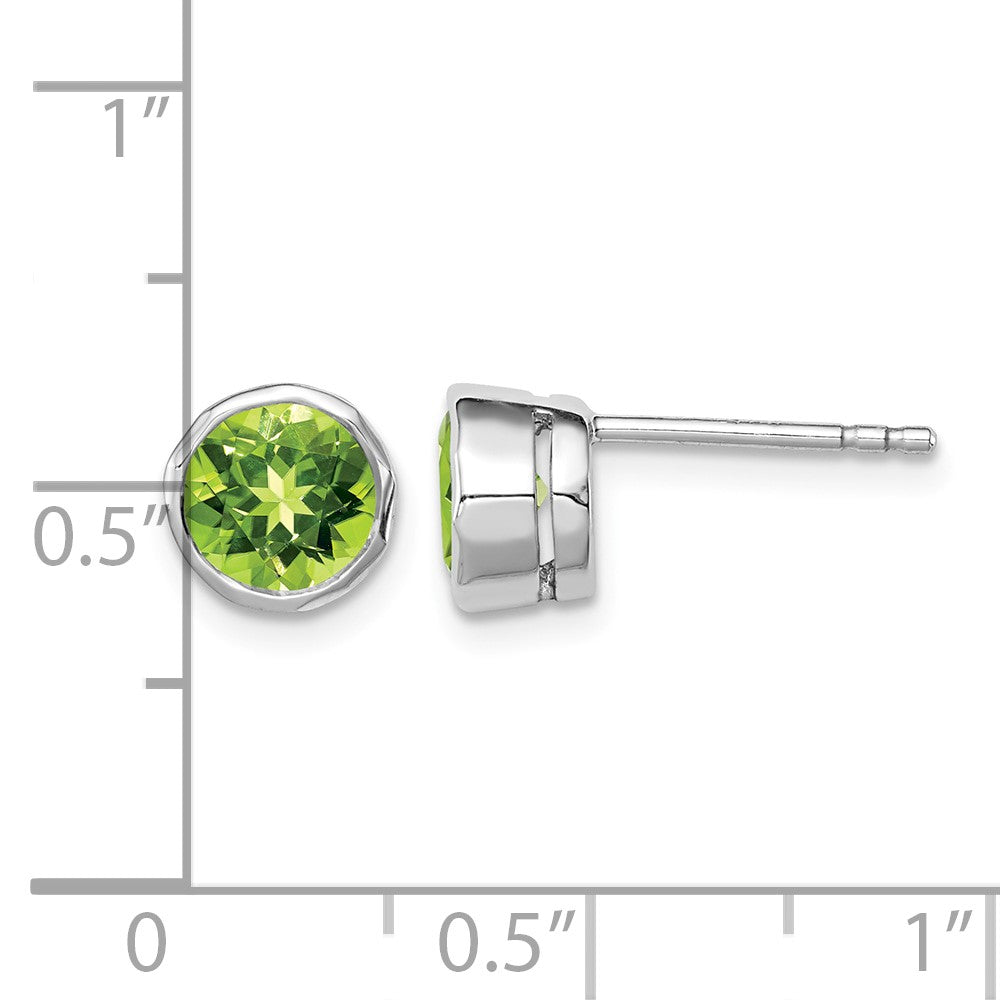 Sterling Silver Rhodium-plated Peridot Circle Stud Earrings