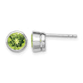 Sterling Silver Rhodium-plated Peridot Circle Stud Earrings