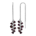 Sterling Silver Rhodium-plated Garnet Cluster Dangle Earrings