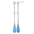 Sterling Silver Rhodium-plated Turquoise and CZ Post Dangle Earrings