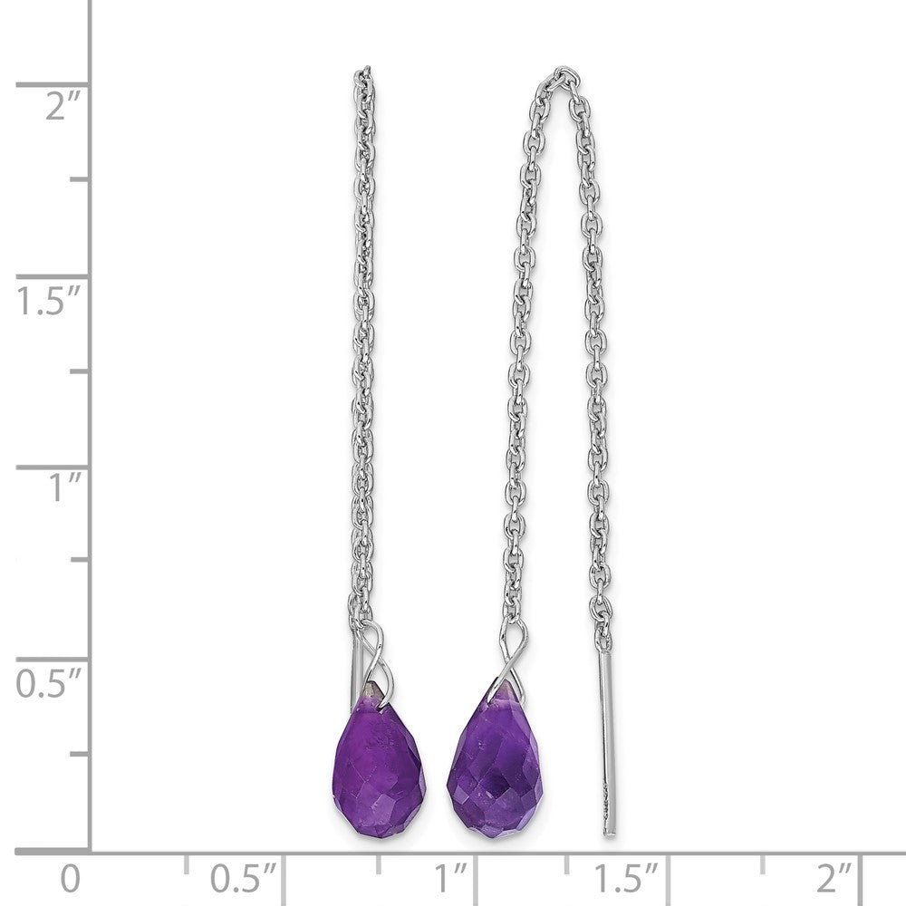 Sterling Silver Rhodium-plated Amethyst Bead Dangle Earrings