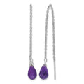 Sterling Silver Rhodium-plated Amethyst Bead Dangle Earrings