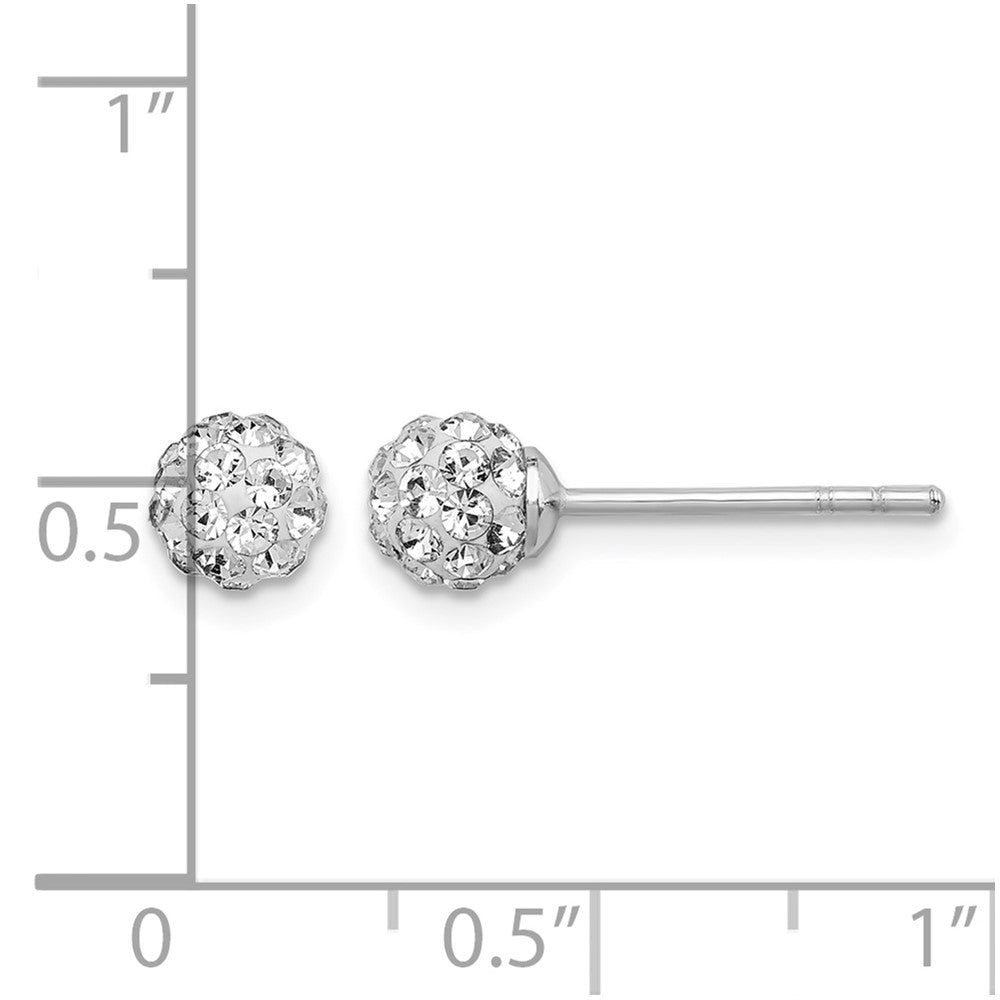 Sterling Silver Rhodium Plated Stellux Crystal Ball Post Earrings
