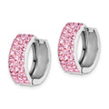 Sterling Silver RH-plated Pink Preciosa Crystal Hinged Hoop Earrings