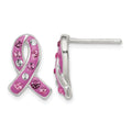 Sterling Silver Pink Stellux Crystal Ribbon Post Earrings