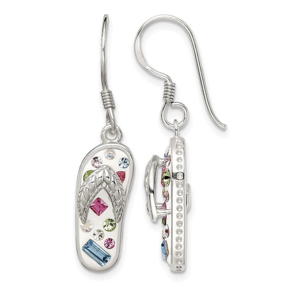 Sterling Silver Stellux Crystal Multi-Color/White Flip Flop Earrings