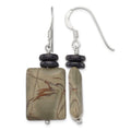 Sterling Silver Black Mother of Pearl & Picasso Jasper Dangle Earrings