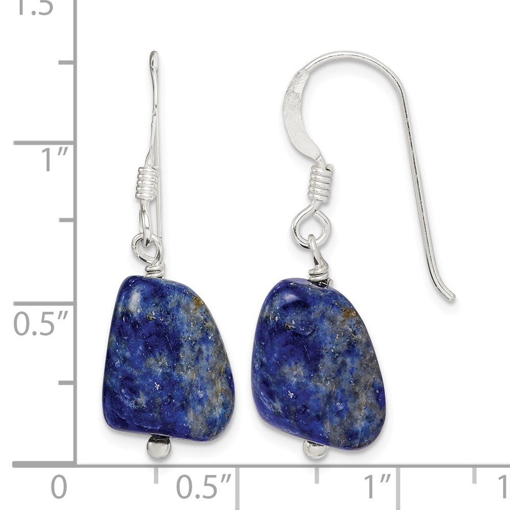 Sterling Silver Polished Blue Lapis Dangle Earrings