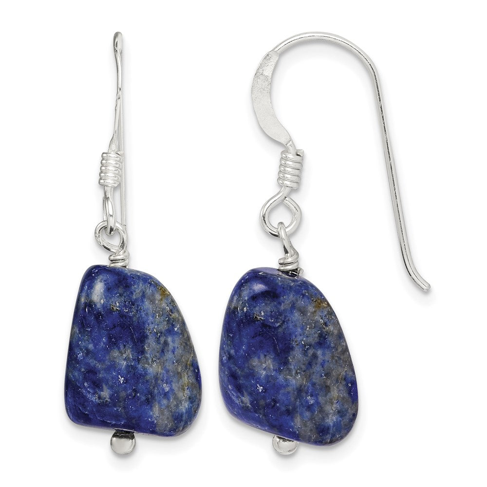 Sterling Silver Polished Blue Lapis Dangle Earrings