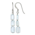 Sterling Silver Polished Rectangular Light Blue Quartz Dangle Earrings