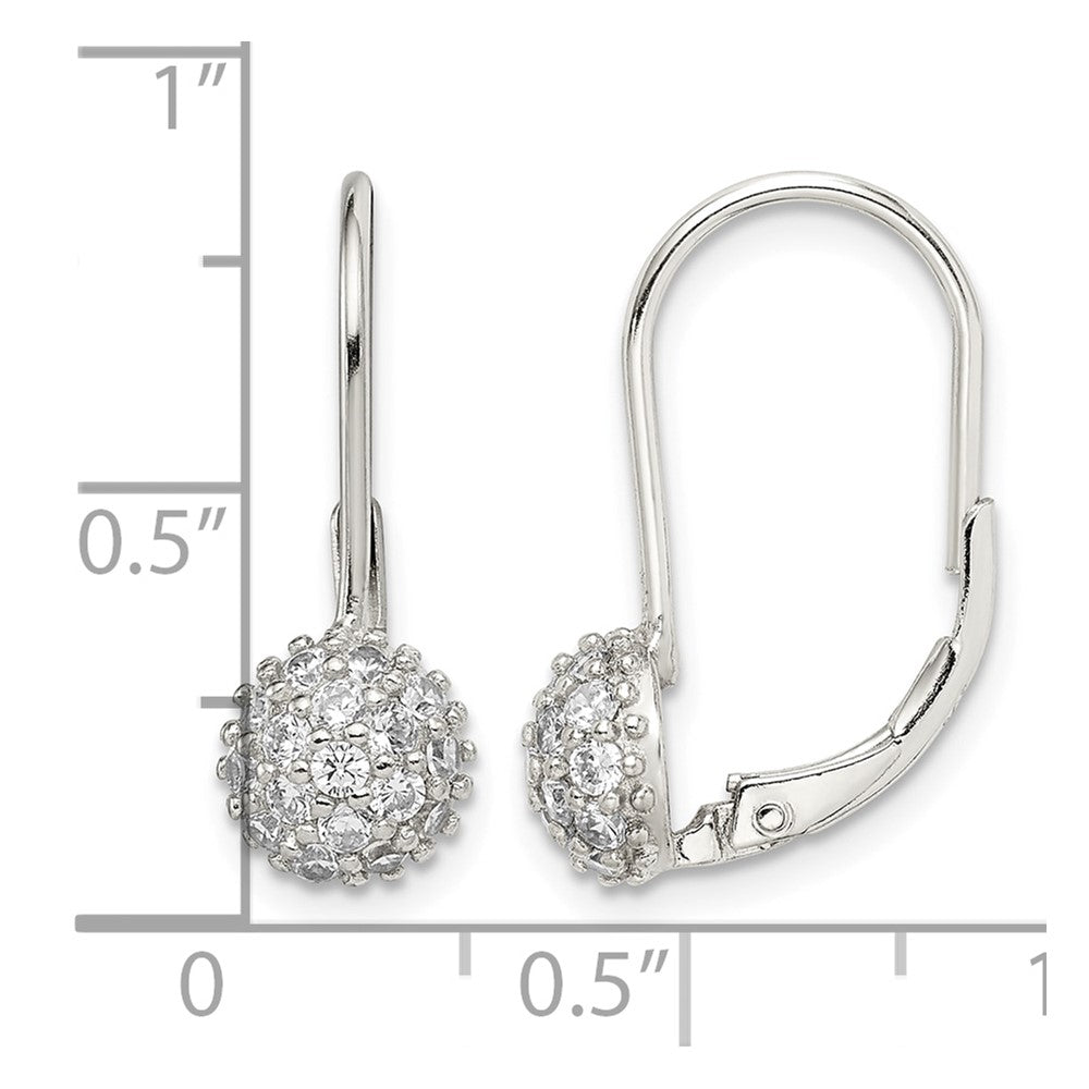 Sterling Silver Rhodium-plated CZ Leverback Earrings