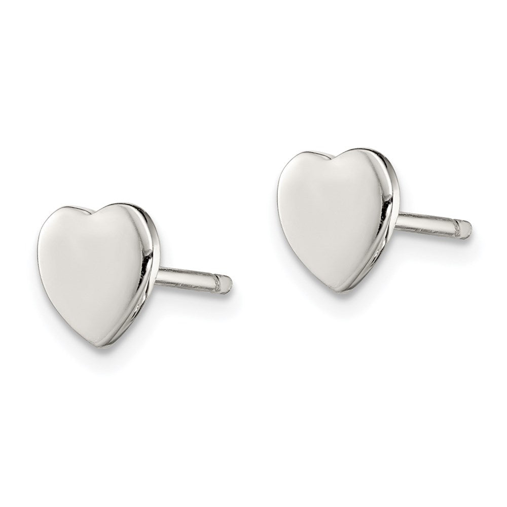 Sterling Silver Rhodium-plated Polished Heart Post Earrings