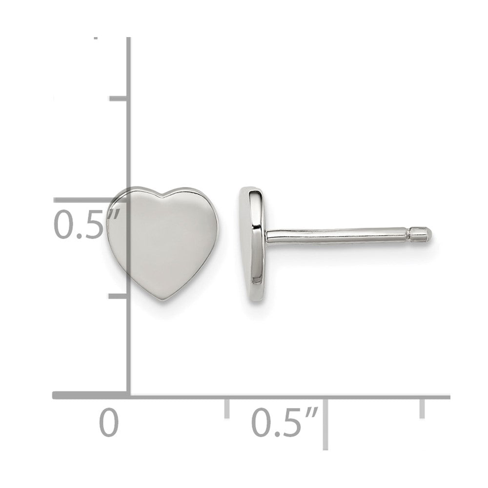 Sterling Silver Rhodium-plated Polished Heart Post Earrings