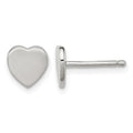 Sterling Silver Rhodium-plated Polished Heart Post Earrings