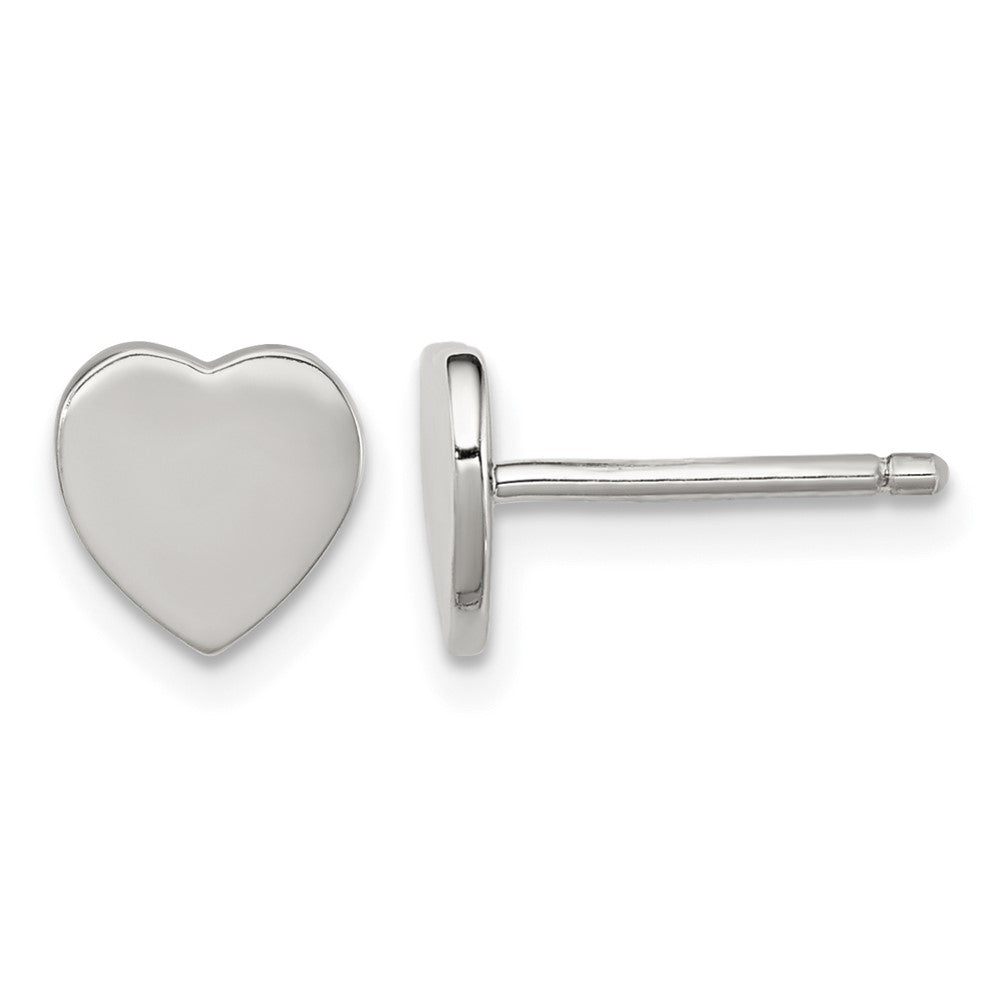 Sterling Silver Rhodium-plated Polished Heart Post Earrings