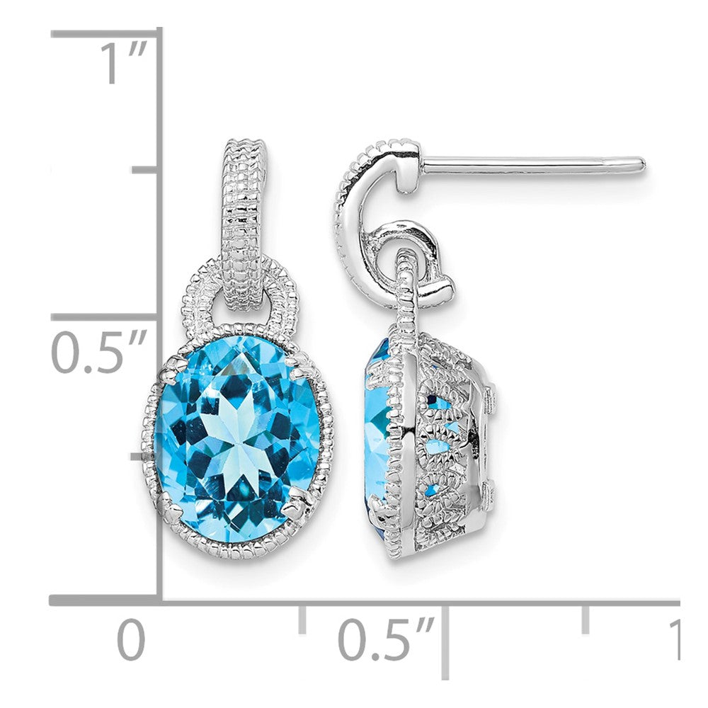 Sterling Silver Rhodium-plated Blue Topaz Earrings