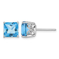 Sterling Silver Rhodium-plated Blue Topaz Earrings