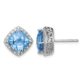 Sterling Silver Rhodium-plated Blue Topaz and Diamond Earrings