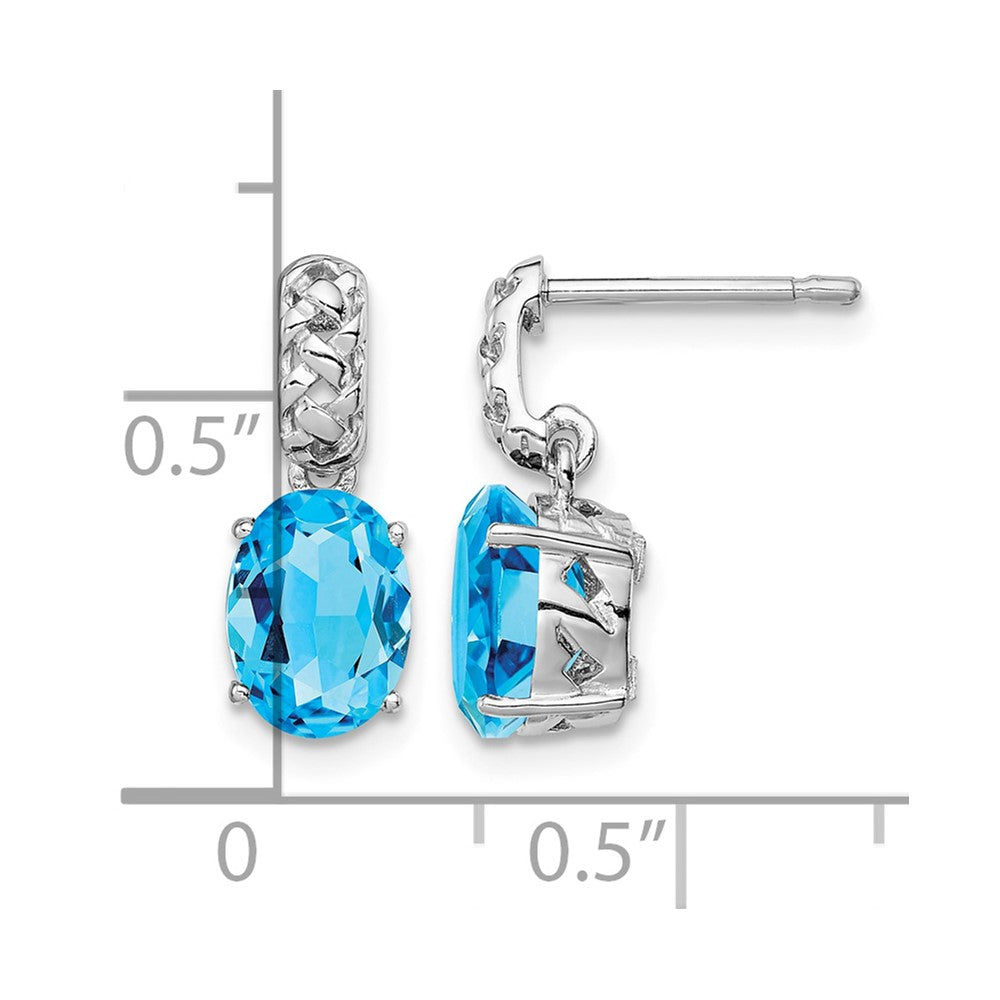Sterling Silver Rhodium-plated Blue Topaz Earrings