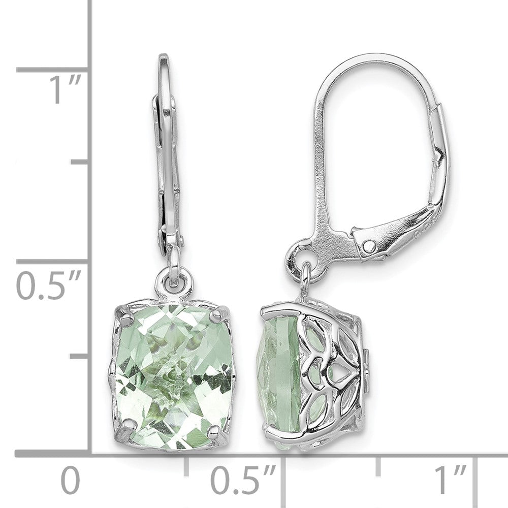 Sterling Silver Rhodium-plated Green Quartz Earrings
