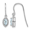 Sterling Silver Rhodium-plated Diamond and Aquamarine Earrings