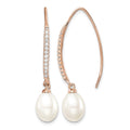 Sterling Silver Rose-tone 7-8mm FWC Pearl & CZ Threader Earrings