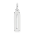 Sterling Silver/Rhodium-plated Elongated Polished Number 0 Charm