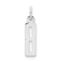 Sterling Silver/Rhodium-plated Elongated Polished Number 8 Charm