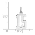 Sterling Silver/Rhodium-plated Elongated Number 15 Charm