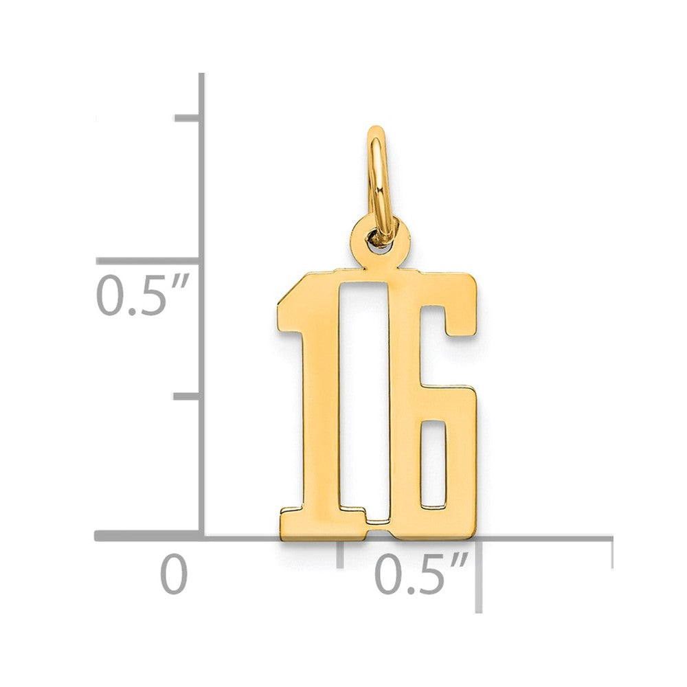 Sterling Silver/Gold-Plated Elongated Number 16 Charm
